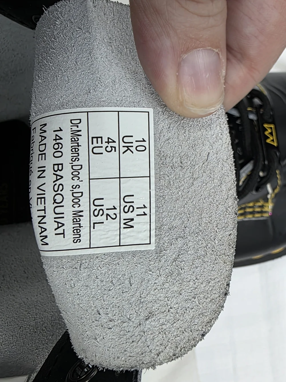 Dr. Martens Black Graffiti Lace-Up Boots with Yellow Stitching - Picture 6 of 8